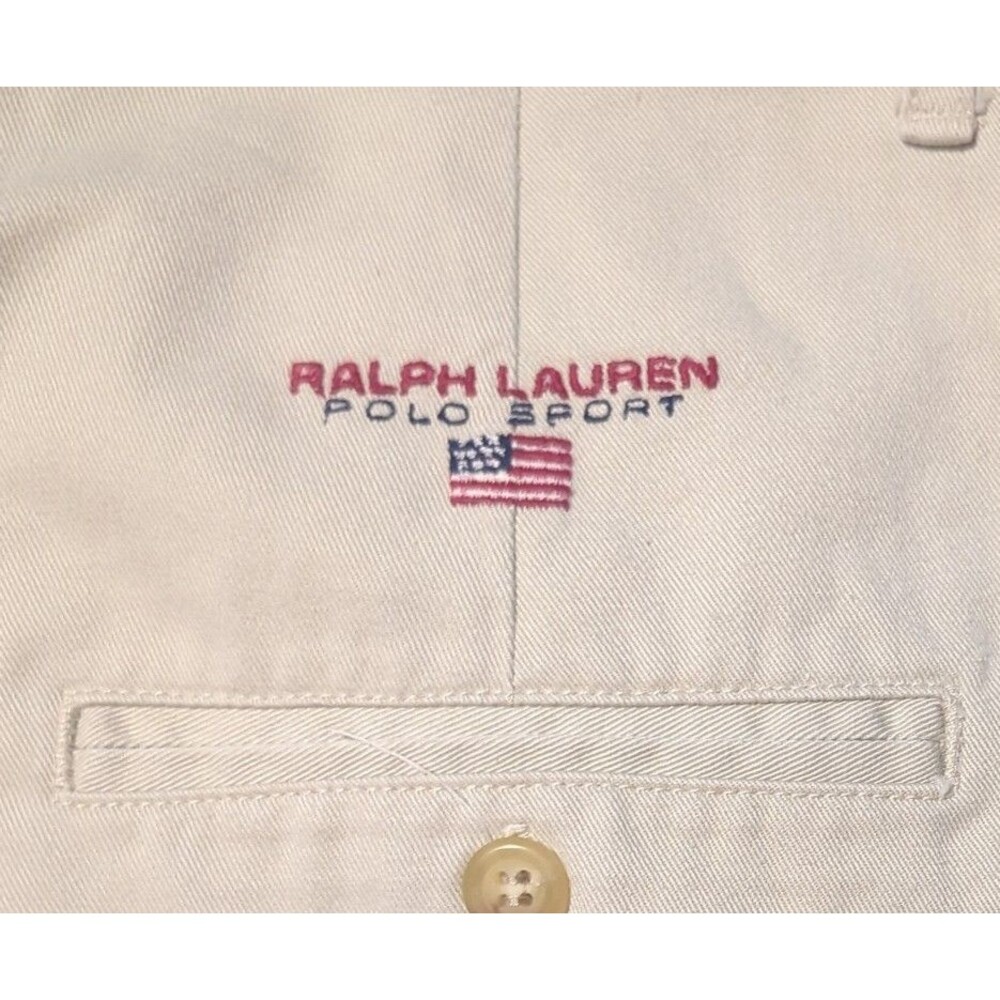 Ralph Lauren Polo Sport VTG 90s Khaki Pleated Chino Shorts Womens Sz 10 Made USA - Picture 3 of 9